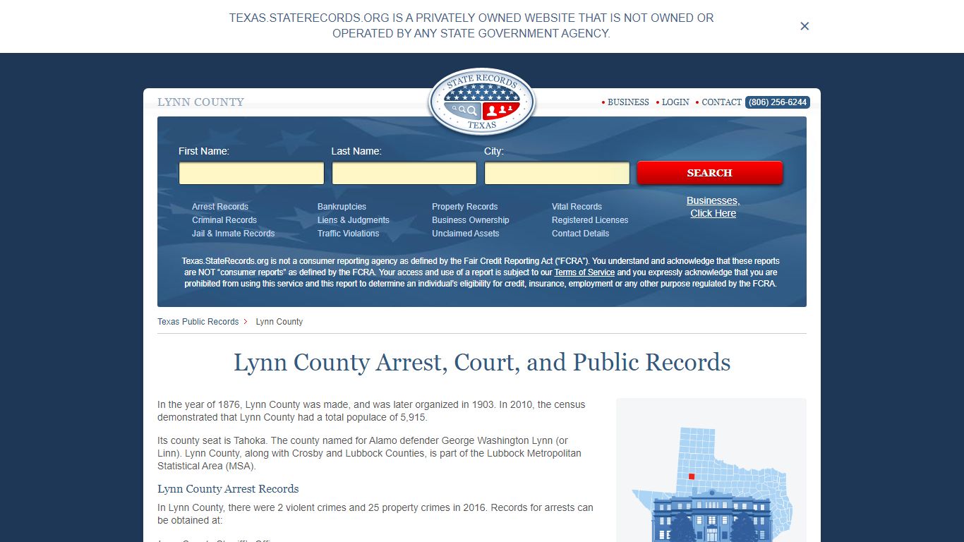 Lynn County Arrest, Court, and Public Records